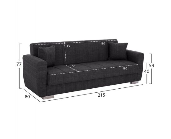ΚΑΝΑΠΕΣ ΚΡΕΒΑΤΙ POLYA ΤΡΙΘΕΣΙΟΣ HM3240.03 ΓΚΡΙ 215x80x77Υ εκ. - ΚΑΝΑΠΕΔΕΣ-ΣΑΛΟΝΙΑ στο Milonadakis.gr