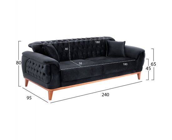 ΚΑΝΑΠΕΣ ΚΡΕΒΑΤΙ BENNINGTON ΤΡΙΘΕΣΙΟΣ ΜΑΥΡΟΣ HM3249.01 240x95x80 εκ. - ΚΑΝΑΠΕΔΕΣ-ΣΑΛΟΝΙΑ στο Milonadakis.gr