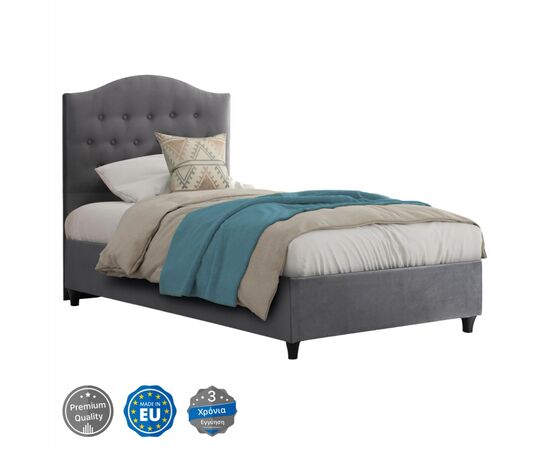 ΚΡΕΒΑΤΙ MALENA ΑΠΟ ΓΚΡΙ ΒΕΛΟΥΔΟ HM651.10 ΓΙΑ ΣΤΡΩΜΑ 90x200 εκ. - ΚΡΕΒΑΤΙΑ στο Milonadakis.gr
