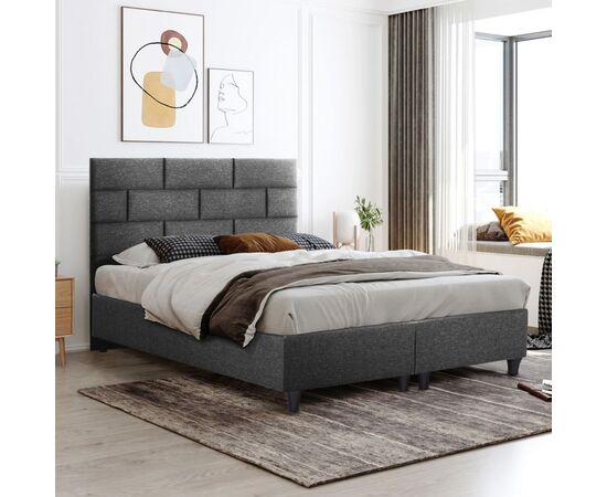 ΚΡΕΒΑΤΙ SOLEDAD ΑΠΟ ΓΚΡΙ ΥΦΑΣΜΑ HM644.01 ΓΙΑ ΣΤΡΩΜΑ 150x200 εκ. - ΚΡΕΒΑΤΙΑ στο Milonadakis.gr