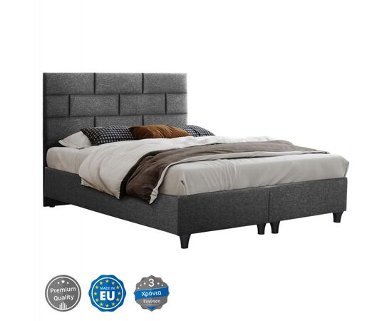 ΚΡΕΒΑΤΙ SOLEDAD ΑΠΟ ΓΚΡΙ ΥΦΑΣΜΑ HM644.01 ΓΙΑ ΣΤΡΩΜΑ 150x200 εκ. - ΚΡΕΒΑΤΙΑ στο Milonadakis.gr