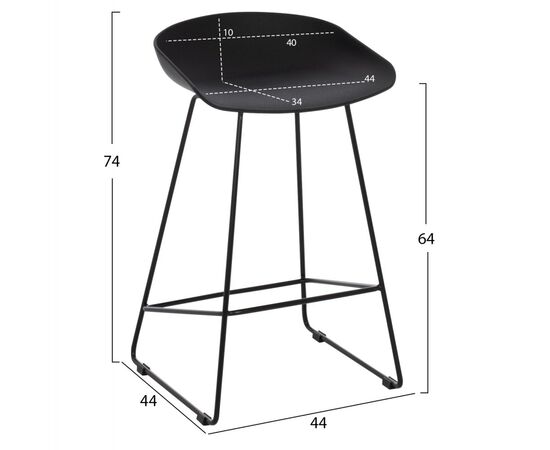 ΣΚΑΜΠΟ ΜΠΑΡ NAILA HM9299.02 ΜΑΥΡΟ ΜΕΣΑΙΟΥ ΥΨΟΥΣ 44x44x74Yεκ. - ΣΚΑΜΠΟ ΜΠΑΡ στο Milonadakis.gr