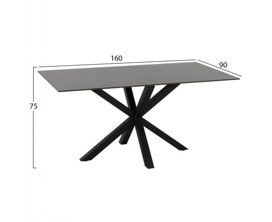 ΤΡΑΠΕΖΙ ΤΡΑΠΕΖΑΡΙΑΣ SYNTEC HM9308.01 SINTERED STONE ΜΑΥΡΟ ΜΕΤΑΛΛΙΚΑ ΠΟΔΙΑ 160x90x75Y εκ. - ΤΡΑΠΕΖΙΑ ΚΟΥΖΙΝΑΣ στο Milonadakis.gr