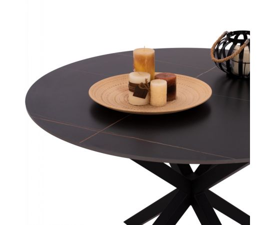 ΤΡΑΠΕΖΙ ΤΡΑΠΕΖΑΡΙΑΣ ΣΤΡΟΓΓΥΛΟ SYNTEC HM9309.01 SINTERED STONE ΜΑΥΡΟ ΜΕΤΑΛΛΙΚΑ ΠΟΔΙΑ Φ115x75Y εκ. - ΤΡΑΠΕΖΙΑ ΚΟΥΖΙΝΑΣ στο Milonadakis.gr