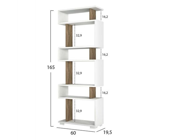 ΒΙΒΛΙΟΘΗΚΗ ΜΕΛΑΜΙΝΗΣ OWLOLIVE GREY ΛΕΥΚΟ 60x19,5x165Yεκ.HM8923.11 - ΒΙΒΛΙΟΘΗΚΕΣ στο Milonadakis.gr