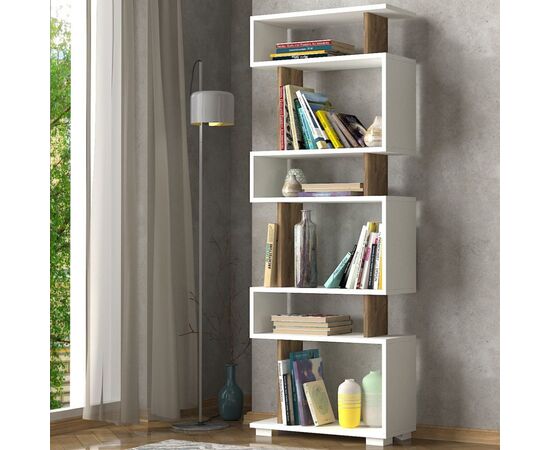 ΒΙΒΛΙΟΘΗΚΗ ΜΕΛΑΜΙΝΗΣ OWLOLIVE GREY ΛΕΥΚΟ 60x19,5x165Yεκ.HM8923.11 - ΒΙΒΛΙΟΘΗΚΕΣ στο Milonadakis.gr
