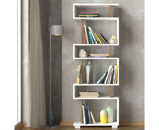 ΒΙΒΛΙΟΘΗΚΗ ΜΕΛΑΜΙΝΗΣ OWLOLIVE GREY ΛΕΥΚΟ 60x19,5x165Yεκ.HM8923.11 - ΒΙΒΛΙΟΘΗΚΕΣ στο Milonadakis.gr