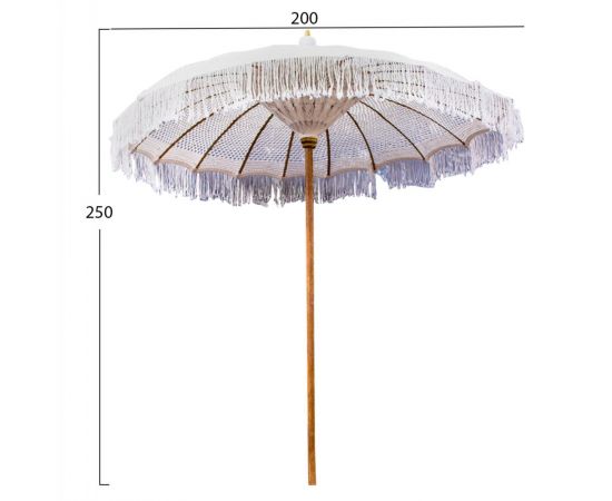 ΟΜΠΡΕΛΑ ΜΠΑΛΙΝΕΖΙΚΗ ΜΑΚΡΑΜΕ ΜΠΕΖ ΞΥΛO TEAK Φ200X250εκ. HM6035.01 - ΟΜΠΡΕΛΕΣ ΚΑΙ ΒΑΣΕΙΣ στο Milonadakis.gr