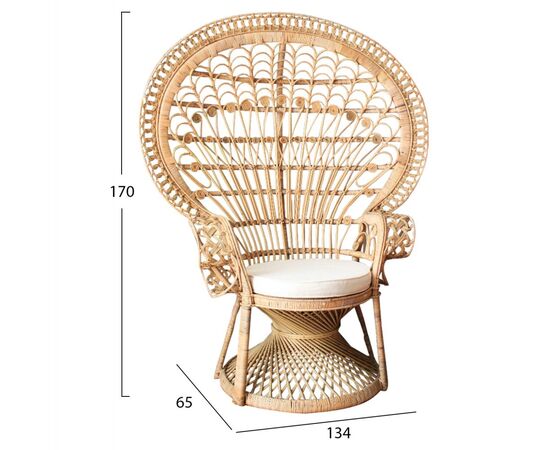 ΠΟΛΥΘΡΟΝΑ ROYAL PEACOCK HM9342 RATTAN ΣΕ ΦΥΣΙΚΟ-ΜΑΞΙΛΑΡΙ ΜΠΕΖ 114x72x150Yεκ. - ΚΑΡΕΚΛΕΣ - ΠΟΛΥΘΡΟΝΕΣ στο Milonadakis.gr