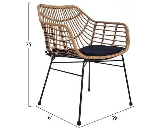 ΠΟΛΥΘΡΟΝΑ ΕΠΑΓΓΕΛΜΑΤΙΚΗ ΜΑΥΡΟ ΜΕΤΑΛΛΟ RATTAN ΜΠΕΖ & ΜΑΞΙΛΑΡΙ HM5864.01 58,5x60,5x80 εκ. - ΚΑΡΕΚΛΕΣ - ΠΟΛΥΘΡΟΝΕΣ στο Milonadakis.gr