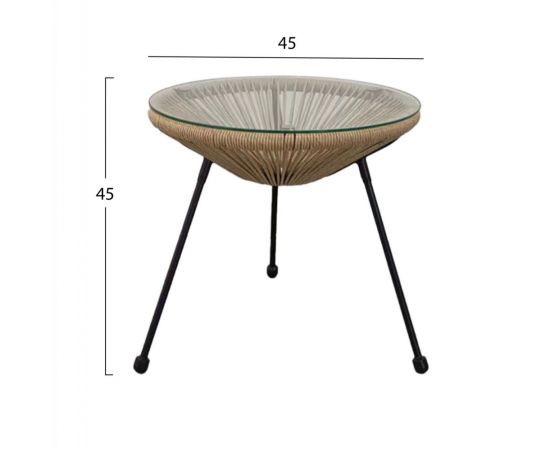 ΤΡΑΠΕΖΙ ΒΟΗΘΗΤΙΚΟ ALLEGRA ΜΑΥΡΟ ΜΕΤΑΛΛΟ  ME TWISTED WICKER ΦΥΣΙΚΟ HM5873.01 Φ47Χ45Υεκ. - ΤΡΑΠΕΖΙΑ ΕΞ. ΧΩΡΟΥ στο Milonadakis.gr