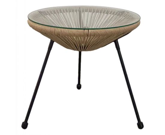 ΤΡΑΠΕΖΙ ΒΟΗΘΗΤΙΚΟ ALLEGRA ΜΑΥΡΟ ΜΕΤΑΛΛΟ  ME TWISTED WICKER ΦΥΣΙΚΟ HM5873.01 Φ47Χ45Υεκ. - ΤΡΑΠΕΖΙΑ ΕΞ. ΧΩΡΟΥ στο Milonadakis.gr