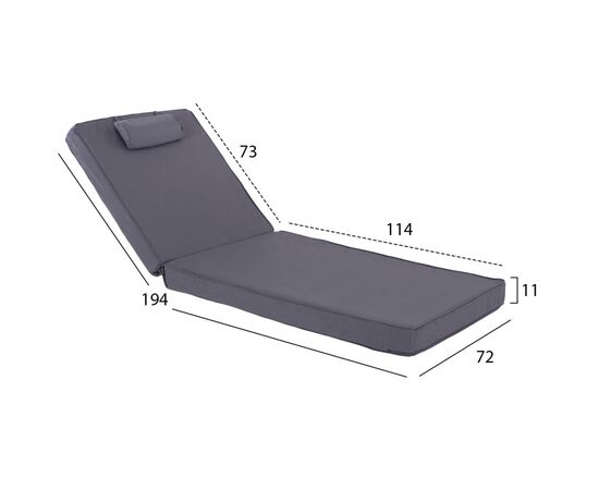 ΜΑΞΙΛΑΡΙ ΞΑΠΛΩΣΤΡΑΣ TEXTILENE 600gr/m2 SIFNOS ΓΚΡΙ HM11237.30T 194x70x11Yεκ. - ΜΑΞΙΛΑΡΙΑ στο Milonadakis.gr