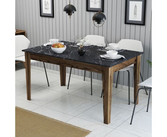 ΤΡΑΠΕΖΙ STANDARD HM9507.05 ΜΕΛΑΜΙΝΗ ΚΑΡΥΔΙ-ΜΑΥΡΟ ΜΑΡΜΑΡΟ ΜΕ ΑΠΟΘ.ΧΩΡΟ 145x88x75Yεκ. - ΤΡΑΠΕΖΙΑ ΚΟΥΖΙΝΑΣ στο Milonadakis.gr