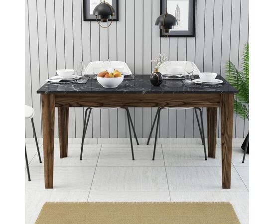 ΤΡΑΠΕΖΙ STANDARD HM9507.05 ΜΕΛΑΜΙΝΗ ΚΑΡΥΔΙ-ΜΑΥΡΟ ΜΑΡΜΑΡΟ ΜΕ ΑΠΟΘ.ΧΩΡΟ 145x88x75Yεκ. - ΤΡΑΠΕΖΙΑ ΚΟΥΖΙΝΑΣ στο Milonadakis.gr