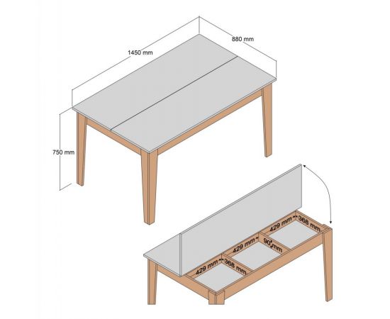 ΤΡΑΠΕΖΙ ΤΡΑΠΕΖΑΡΙΑΣ STANDARD HM9507.04 ΜΕΛΑΜΙΝΗ ΚΑΡΥΔΙ ME ΑΠΟΘHK.ΧΩΡΟ 145x88x75Yεκ. - ΤΡΑΠΕΖΙΑ ΚΟΥΖΙΝΑΣ στο Milonadakis.gr