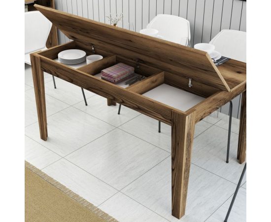 ΤΡΑΠΕΖΙ ΤΡΑΠΕΖΑΡΙΑΣ STANDARD HM9507.04 ΜΕΛΑΜΙΝΗ ΚΑΡΥΔΙ ME ΑΠΟΘHK.ΧΩΡΟ 145x88x75Yεκ. - ΤΡΑΠΕΖΙΑ ΚΟΥΖΙΝΑΣ στο Milonadakis.gr