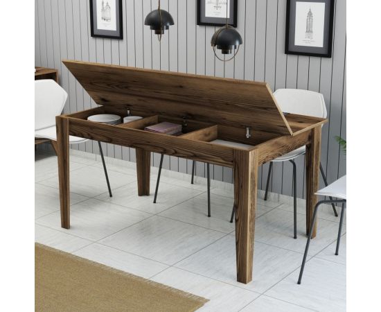 ΤΡΑΠΕΖΙ ΤΡΑΠΕΖΑΡΙΑΣ STANDARD HM9507.04 ΜΕΛΑΜΙΝΗ ΚΑΡΥΔΙ ME ΑΠΟΘHK.ΧΩΡΟ 145x88x75Yεκ. - ΤΡΑΠΕΖΙΑ ΚΟΥΖΙΝΑΣ στο Milonadakis.gr