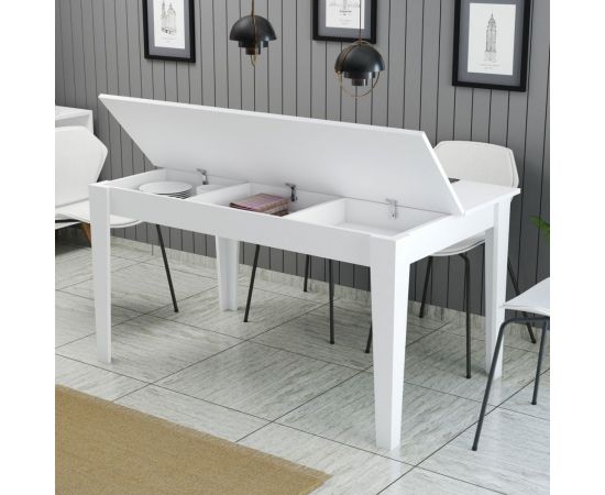ΤΡΑΠΕΖΙ ΤΡΑΠΕΖΑΡΙΑΣ STANDARD HM9507.06 ΜΕΛΑΜΙΝΗ ΛΕΥΚΗ ΜΕ ΑΠΟΘΗΚ.ΧΩΡΟ 145x88x75Yεκ. - ΤΡΑΠΕΖΙΑ ΚΟΥΖΙΝΑΣ στο Milonadakis.gr