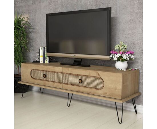 ΕΠΙΠΛΟ ΤΗΛΕΟΡΑΣΗΣ HM9511.02 ΜΕΛΑΜΙΝΗΣ ΦΥΣΙΚΟ OAK ΧΡΩΜΑ ΜΕΤΑΛΛΙΚΑ ΠΟΔΙΑ 145x40x45Yεκ. - ΕΠΙΠΛΑ ΤΗΛΕΟΡΑΣΗΣ στο Milonadakis.gr