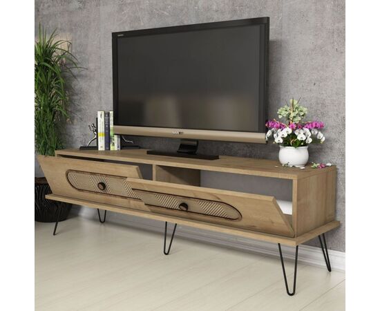 ΕΠΙΠΛΟ ΤΗΛΕΟΡΑΣΗΣ HM9511.02 ΜΕΛΑΜΙΝΗΣ ΦΥΣΙΚΟ OAK ΧΡΩΜΑ ΜΕΤΑΛΛΙΚΑ ΠΟΔΙΑ 145x40x45Yεκ. - ΕΠΙΠΛΑ ΤΗΛΕΟΡΑΣΗΣ στο Milonadakis.gr