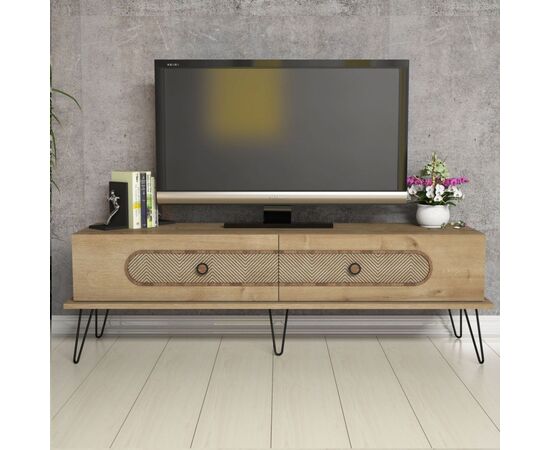 ΕΠΙΠΛΟ ΤΗΛΕΟΡΑΣΗΣ HM9511.02 ΜΕΛΑΜΙΝΗΣ ΦΥΣΙΚΟ OAK ΧΡΩΜΑ ΜΕΤΑΛΛΙΚΑ ΠΟΔΙΑ 145x40x45Yεκ. - ΕΠΙΠΛΑ ΤΗΛΕΟΡΑΣΗΣ στο Milonadakis.gr