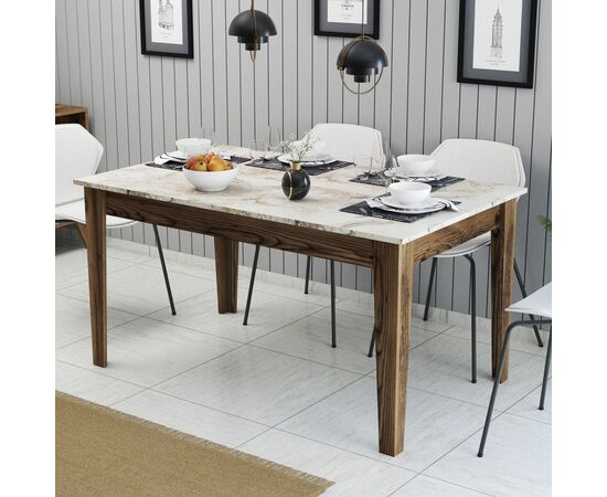 ΤΡΑΠΕΖΙ STANDARD HM9507.03 ΜΕΛΑΜΙΝΗ ΚΑΡΥΔΙ-ΛΕΥΚΟ ΜΑΡΜΑΡΟ ΜΕ ΑΠΟΘ.ΧΩΡΟ 145x88x75Yεκ. - ΤΡΑΠΕΖΙΑ ΚΟΥΖΙΝΑΣ στο Milonadakis.gr