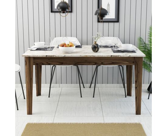 ΤΡΑΠΕΖΙ STANDARD HM9507.03 ΜΕΛΑΜΙΝΗ ΚΑΡΥΔΙ-ΛΕΥΚΟ ΜΑΡΜΑΡΟ ΜΕ ΑΠΟΘ.ΧΩΡΟ 145x88x75Yεκ. - ΤΡΑΠΕΖΙΑ ΚΟΥΖΙΝΑΣ στο Milonadakis.gr