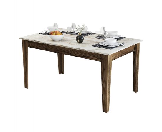 ΤΡΑΠΕΖΙ STANDARD HM9507.03 ΜΕΛΑΜΙΝΗ ΚΑΡΥΔΙ-ΛΕΥΚΟ ΜΑΡΜΑΡΟ ΜΕ ΑΠΟΘ.ΧΩΡΟ 145x88x75Yεκ. - ΤΡΑΠΕΖΙΑ ΚΟΥΖΙΝΑΣ στο Milonadakis.gr