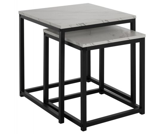 ΖΙΓΚΟΝ GRELAY 2 ΤΕΜ MDF ΟΨΗ ΜΑΡΜΑΡΟΥ & ΜΕΤΑΛΛΟ HM8762.12 45Χ45Χ50εκ. & 37Χ37Χ43 εκ. - ΒΟΗΘΗΤΙΚΑ ΤΡΑΠΕΖΑΚΙΑ στο Milonadakis.gr