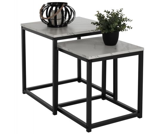 ΖΙΓΚΟΝ GRELAY 2 ΤΕΜ MDF ΟΨΗ ΜΑΡΜΑΡΟΥ & ΜΕΤΑΛΛΟ HM8762.12 45Χ45Χ50εκ. & 37Χ37Χ43 εκ. - ΒΟΗΘΗΤΙΚΑ ΤΡΑΠΕΖΑΚΙΑ στο Milonadakis.gr
