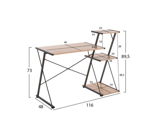 ΓΡΑΦΕΙΟ NOREX HM9317 ΜΕΤΑΛΛΙΚΟ ΜΑΥΡΟ ΜΕ MDF ΕΠΙΦΑΝΕΙΑ ΣΕ ΟΑΚ 116X48X89,5Υεκ. - ΓΡΑΦΕΙΑ στο Milonadakis.gr