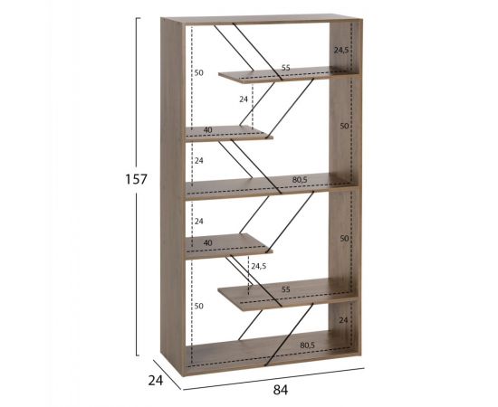 ΒΙΒΛΙΟΘΗΚΗ TARS HM2240.13 OLIVE GREY ΜΕΛΑΜΙΝΗ-ΜΑΥΡΕΣ ΜΕΤΑΛΛΙΚΕΣ ΒΕΡΓΕΣ 84x24x157Yεκ. - ΒΙΒΛΙΟΘΗΚΕΣ στο Milonadakis.gr