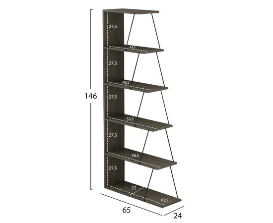 ΒΙΒΛΙΟΘΗΚΗ ΜΙΝΙ TARS HM2241.13 OLIVE GREY ME ΜΑΥΡΕΣ ΒΕΡΓΕΣ 65x22-24x146Υεκ. - ΒΙΒΛΙΟΘΗΚΕΣ στο Milonadakis.gr