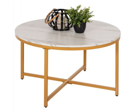 ΤΡΑΠΕΖΙ ΣΑΛΟΝΙΟΥ HM9420.01 WHITE MARBLE ΜΕΛΑΜΙΝΗ-ΧΡΥΣΗ ΜΕΤΑΛΛΙΚΗ ΒΑΣΗ Φ80x48,5Yεκ. - ΤΡΑΠΕΖΑΚΙΑ ΣΑΛΟΝΙΟΥ στο Milonadakis.gr