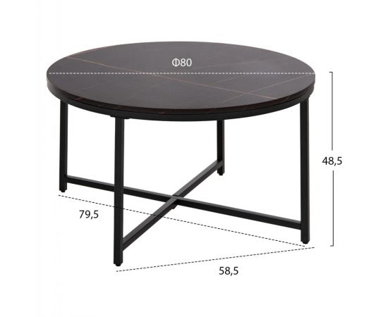 ΤΡΑΠΕΖΙ ΣΑΛΟΝΙΟΥ HM9420.03 BLACK MARBLE ΜΕΛΑΜΙΝΗ-ΜΑΥΡΗ ΜΕΤΑΛΛΙΚΗ ΒΑΣΗ Φ80x48,5Yεκ. - ΤΡΑΠΕΖΑΚΙΑ ΣΑΛΟΝΙΟΥ στο Milonadakis.gr