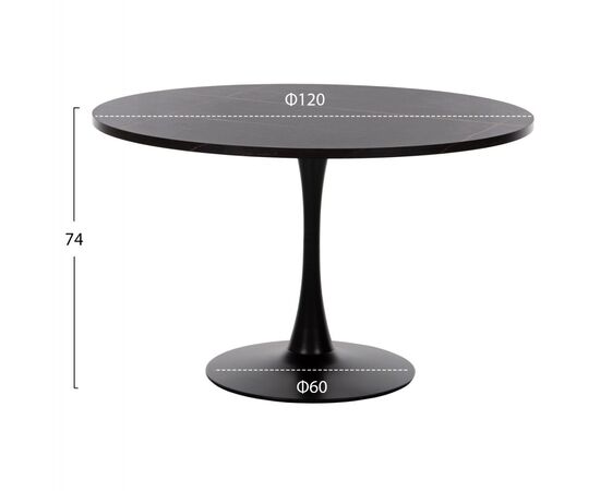ΤΡΑΠΕΖΙ ΤΡΑΠΕΖΑΡΙΑΣ ROLLO HM9422.02 ΣΤΡΟΓΓΥΛΟ BLACK MARBLE Φ120x74Yεκ. - ΤΡΑΠΕΖΙΑ ΚΟΥΖΙΝΑΣ στο Milonadakis.gr