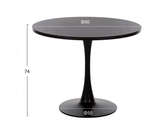 ΤΡΑΠΕΖΙ ΤΡΑΠΕΖΑΡΙΑΣ ROLLO HM9421.02 ΣΤΡΟΓΓΥΛΟ BLACK MARBLE Φ90x74 εκ. - ΤΡΑΠΕΖΙΑ ΚΟΥΖΙΝΑΣ στο Milonadakis.gr