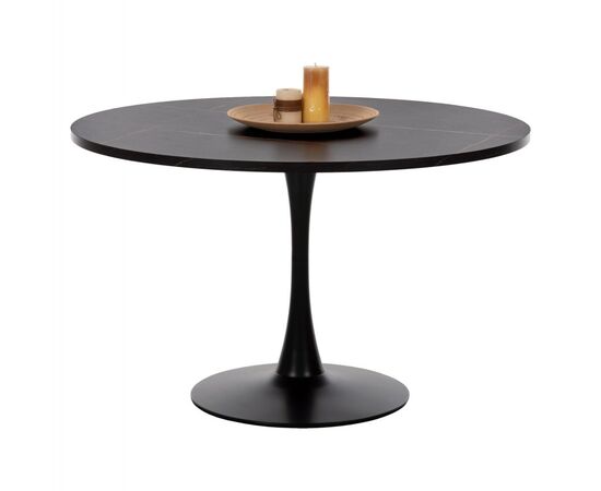 ΤΡΑΠΕΖΙ ΤΡΑΠΕΖΑΡΙΑΣ ROLLO HM9422.02 ΣΤΡΟΓΓΥΛΟ BLACK MARBLE Φ120x74Yεκ. - ΤΡΑΠΕΖΙΑ ΚΟΥΖΙΝΑΣ στο Milonadakis.gr