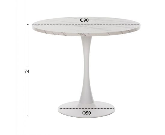 ΤΡΑΠΕΖΙ ΤΡΑΠΕΖΑΡΙΑΣ ROLLO HM9421.01 ΣΤΡΟΓΓΥΛΟ WHITE MARBLE Φ90x74Y εκ. - ΤΡΑΠΕΖΙΑ ΚΟΥΖΙΝΑΣ στο Milonadakis.gr