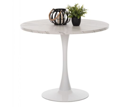 ΤΡΑΠΕΖΙ ΤΡΑΠΕΖΑΡΙΑΣ ROLLO HM9421.01 ΣΤΡΟΓΓΥΛΟ WHITE MARBLE Φ90x74Y εκ. - ΤΡΑΠΕΖΙΑ ΚΟΥΖΙΝΑΣ στο Milonadakis.gr