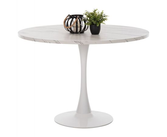 ΤΡΑΠΕΖΙ ΤΡΑΠΕΖΑΡΙΑΣ ROLLO HM9422.01 ΣΤΡΟΓΓΥΛΟ WHITE MARBLE Φ120x74Yεκ. - ΤΡΑΠΕΖΙΑ ΚΟΥΖΙΝΑΣ στο Milonadakis.gr