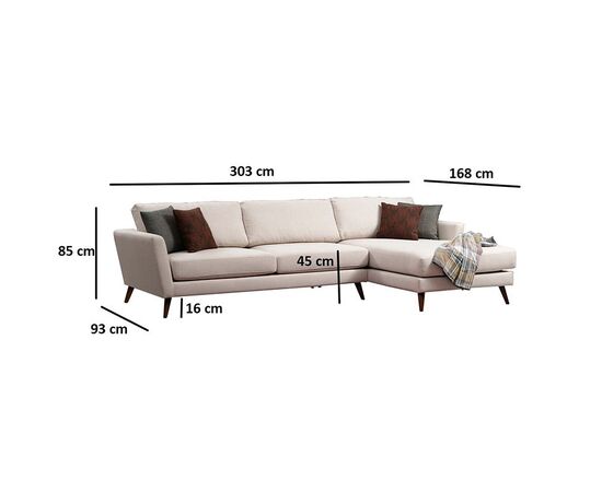 Γωνιακός καναπές κρεβάτι PWF-0526 pakoworld αριστερή γωνία ύφασμα μπεζ-καρυδί 303x168x85εκ - ΚΑΡΕΚΛΕΣ ΓΡΑΦΕΙΟΥ στο Milonadakis.gr