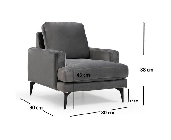 Πολυθρόνα Καναπές 3θέσιος Fortune  pakoworld βελούδο ανθρακί-μαύρο 80x90x88εκ - ΚΑΡΕΚΛΕΣ ΓΡΑΦΕΙΟΥ στο Milonadakis.gr