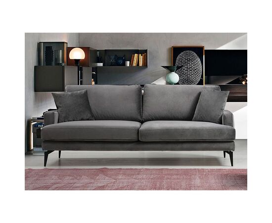 Καναπές 3θέσιος Fortune pakoworld βελούδο ανθρακί-μαύρο 205x90x88εκ - ΚΑΡΕΚΛΕΣ ΓΡΑΦΕΙΟΥ στο Milonadakis.gr