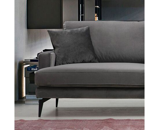 Καναπές 3θέσιος Fortune pakoworld βελούδο ανθρακί-μαύρο 205x90x88εκ - ΚΑΡΕΚΛΕΣ ΓΡΑΦΕΙΟΥ στο Milonadakis.gr