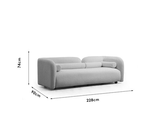 Καναπές 3θέσιος Tranquil pakoworld ύφασμα μπουκλέ κρεμ 228x90x74εκ - ΚΑΡΕΚΛΕΣ - ΠΟΛΥΘΡΟΝΕΣ ΕΣ. στο Milonadakis.gr