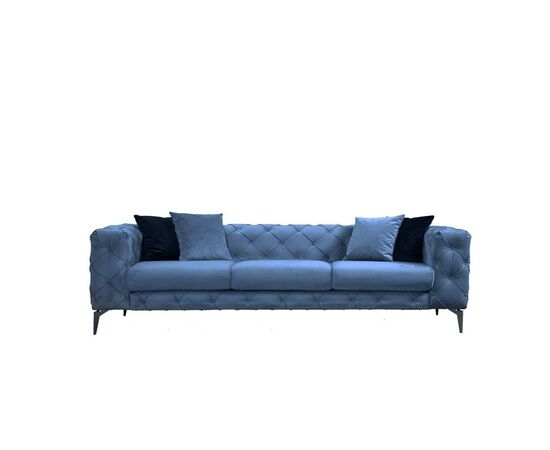 Καναπές 3θέσιος PWF-0579 pakoworld τύπου Chesterfield ύφασμα ανοιχτό μπλε 237x90x73εκ - ΓΡΑΦΕΙΑ στο Milonadakis.gr