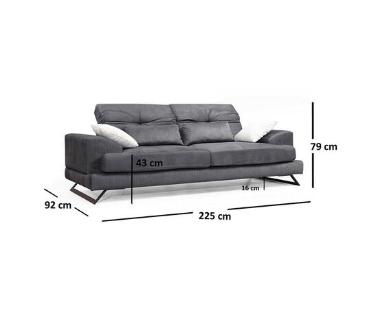 Καναπές 3θέσιος PWF-0508 pakoworld ύφασμα ανθρακί-μαύρο 225x79x92εκ - ΚΑΡΕΚΛΕΣ ΓΡΑΦΕΙΟΥ στο Milonadakis.gr