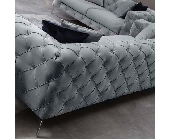 Καναπές 2θέσιος PWF-0502 pakoworld βελούδο γκρι-χρώμιο 197x90x73εκ - ΚΑΡΕΚΛΕΣ ΓΡΑΦΕΙΟΥ στο Milonadakis.gr